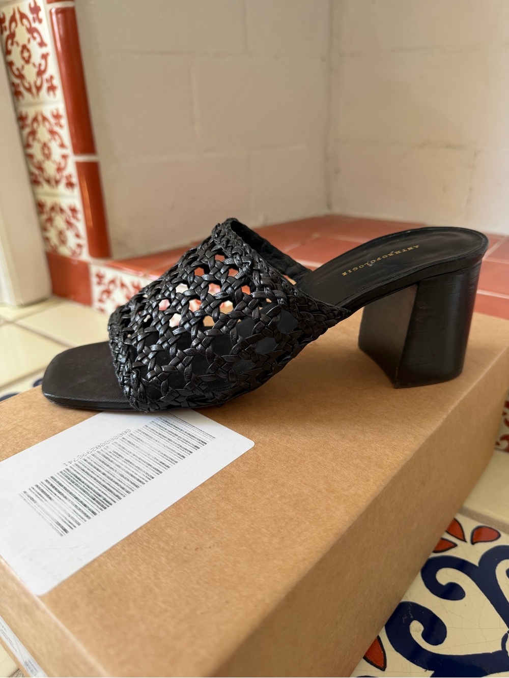 Anthropologie Woven Block Heel Mule Sandals - Picture 6 of 7